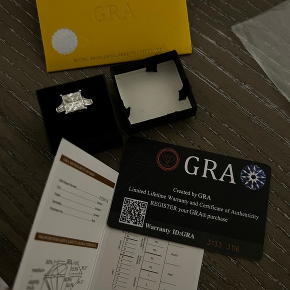 GRA Moissanite 4 cart Engagement Ring Special occasions, Class D - Picture 5 of 13